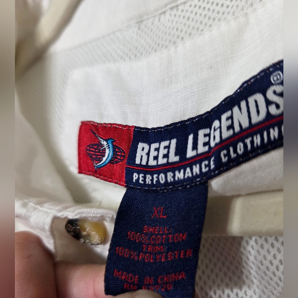 Reel Legends White Cotton Short-Sleeve Button-Front Fishing Shirt - Picture 2 of 4